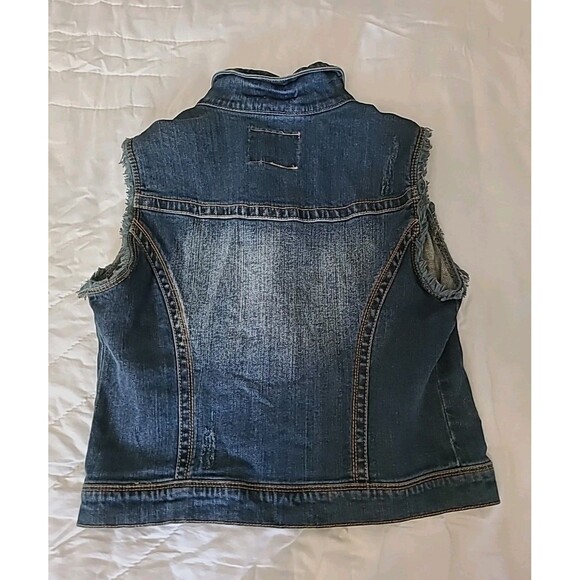 American Rag Size Medium Womens Denim Blue Denim Jean Vest Button Up Boho Hippie - Picture 2 of 7